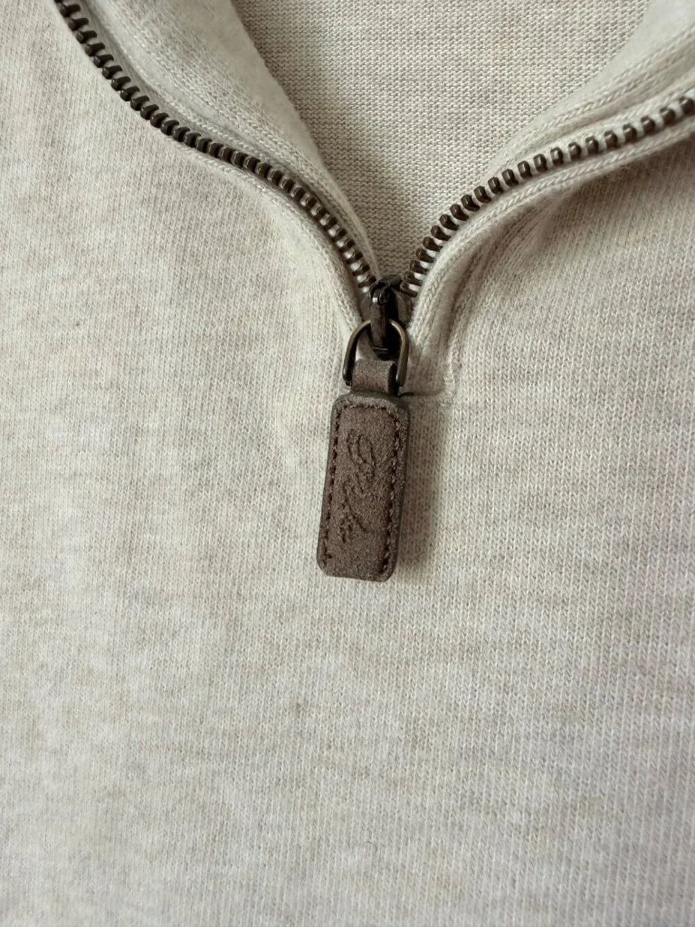 Polo Ralph Lauren Oatmeal/Beige Cotton Wool Blend Quarter Zip Pullover Mens Size